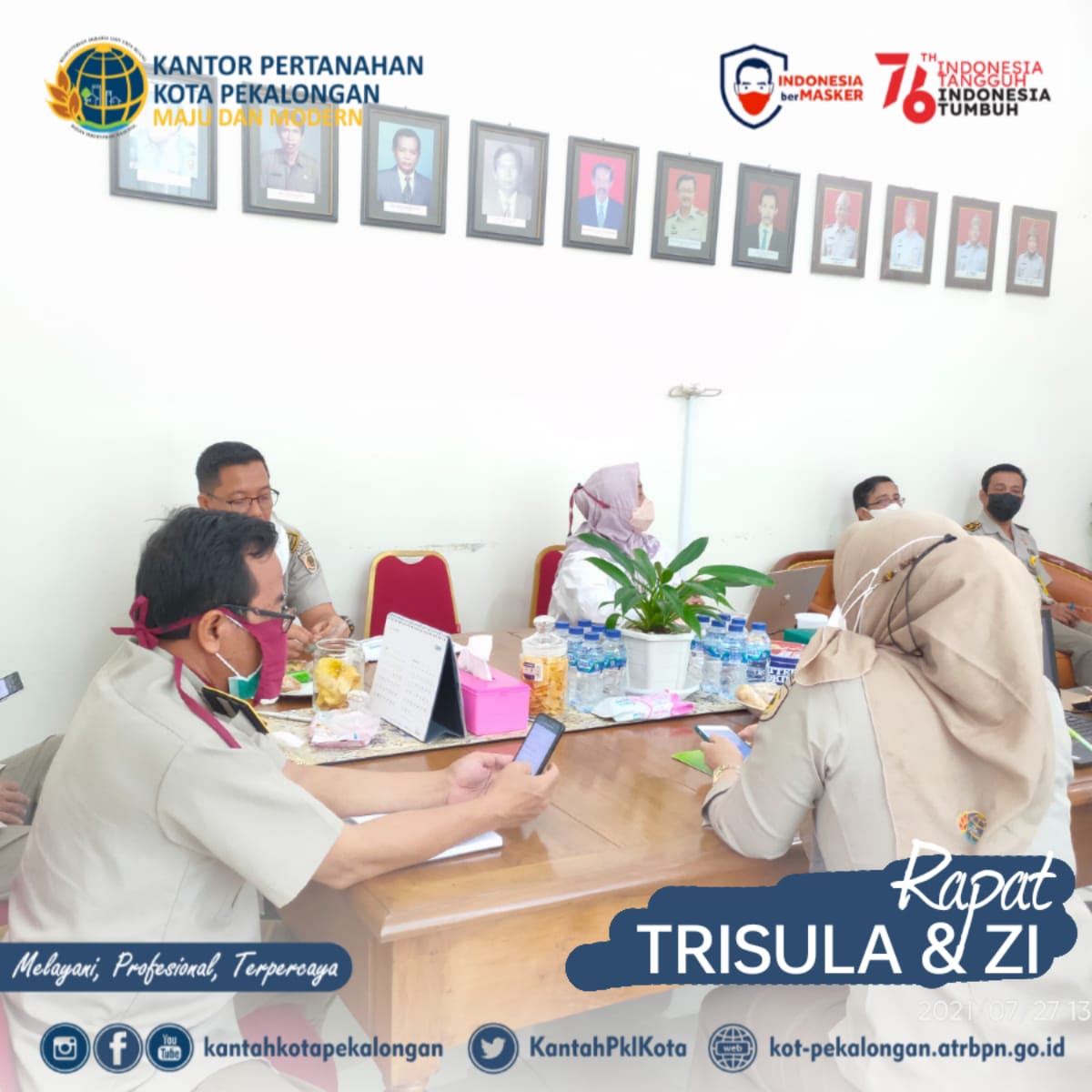 KantahPKLKota's tweet photo. Hai #SobATRBPN hari ini Selasa (27/07/2021) telah diselenggarakan Rapat Trisula dan Pembahasan lanjutan Pembangunan Zona Integritas di Kantor Pertanahan Kota Pekalongan bertempat di ruang rapat Kepala Kantor Pertanahan Kota Pekalongan.
#Trisula #KantorPertanahan #KotaPekalongan https://t.co/1MbLL3WXg6