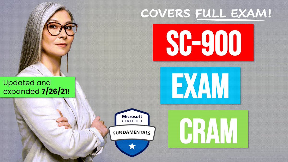 NOW AVAILABLE: Microsoft SC-900 Exam Cram + practice quiz - youtu.be/rDxtTM7cOPI #sc900 #infosec #certification