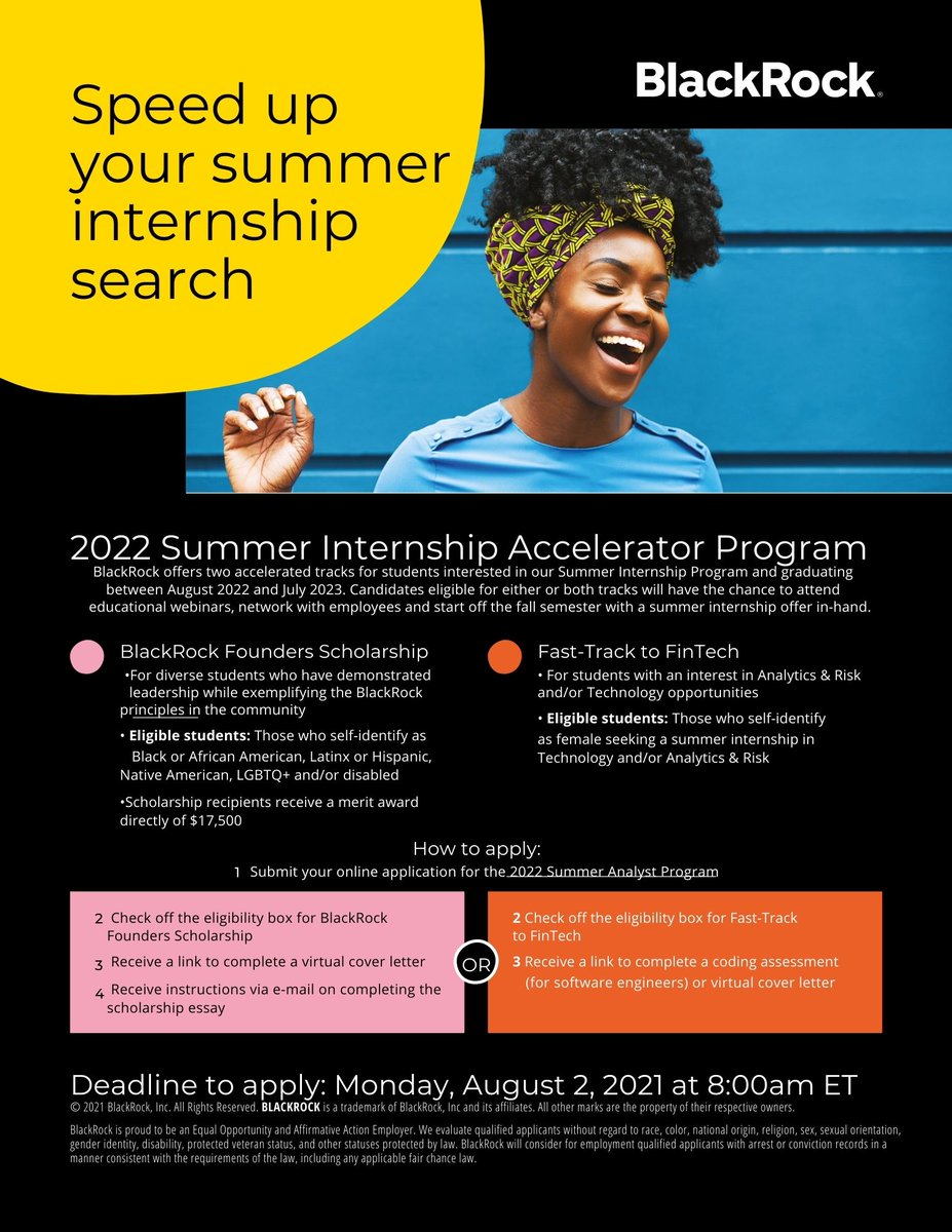 DREICOB's tweet image. Time-Sensitive: BlackRock Founders Scholarship Application Deadline 8/2 😁📚