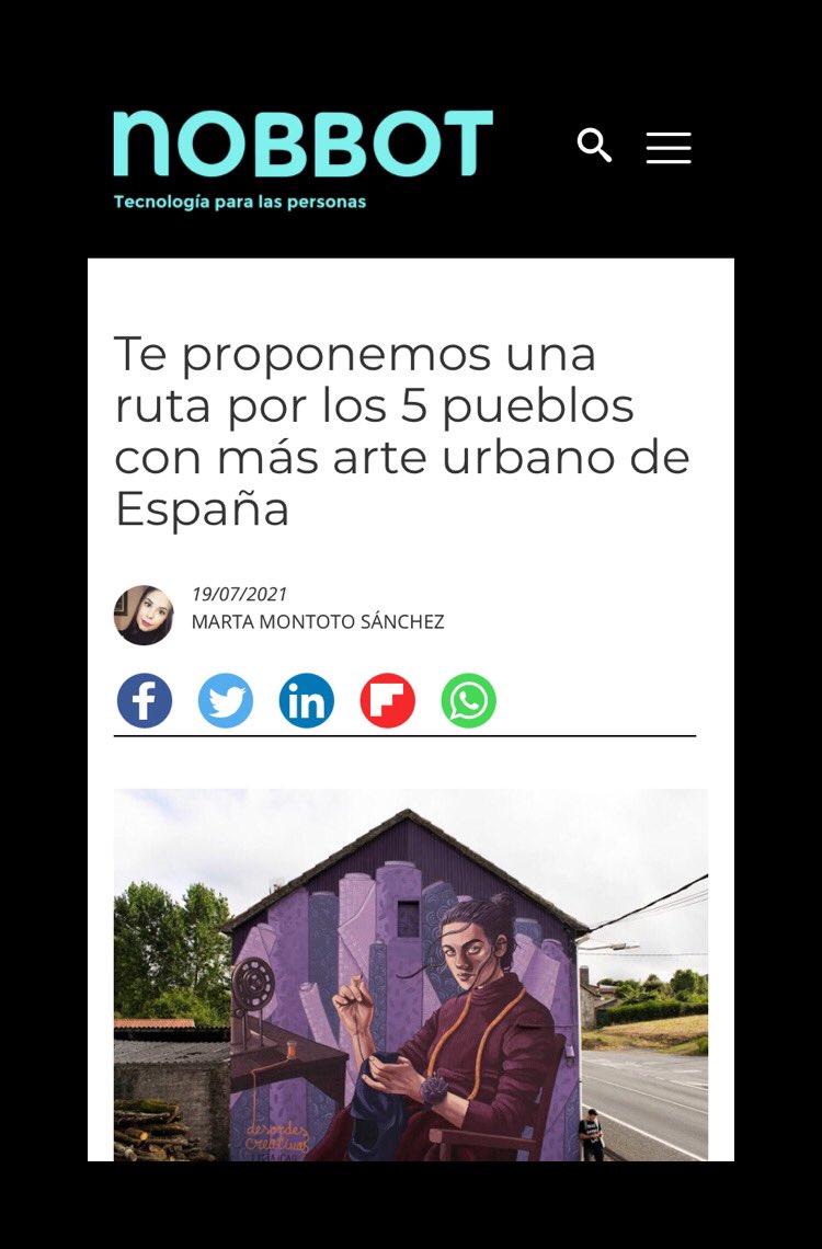 marusartwatch's tweet photo. Tomo nota de 3 pueblos con arte urbano que desconocía. Gracias, @nobbot:
📝 El Provencio (Cuenca).
📝 Llanera (Asturias) con su #kaostemple de @OKUDART
📝 Ordes (A Corunha) con su @DesOrdes.
✅ @MIAUFANZARA, ya lo he visitado y ojalá me diese la vida para verlo cada año.
(1/3) https://t.co/li37iuThEt
