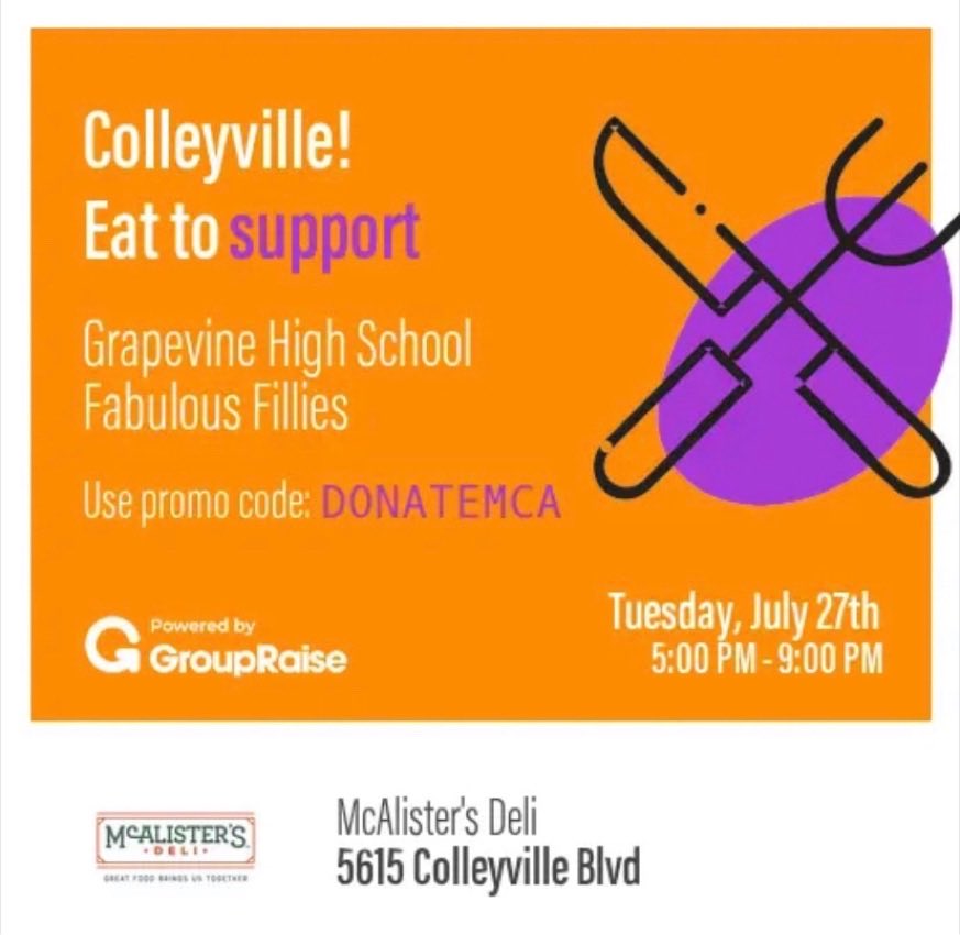 Dinner tonight is at McAlister’s Deli in Colleyville!!!