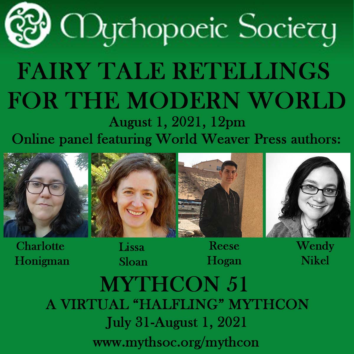 LissaSloan's tweet photo. Looking forward to talking Fairy Tale Retellings for a Modern World at #Mythcon this Sunday! @WorldWeaver_wwp @sarenaulibarri @honigmaydl @ReeseHogan1 #fairytales https://t.co/PPlPhUy7WL