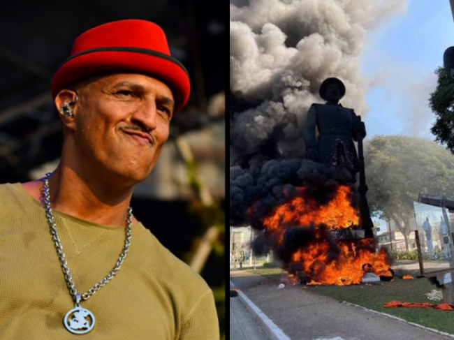 RapMais's tweet image. Mano Brown diz que &quot;ganhou o ano&quot; após estátua de Borba Gato ser incendiada em SP - portalrapmais.com/mano-brown-diz…