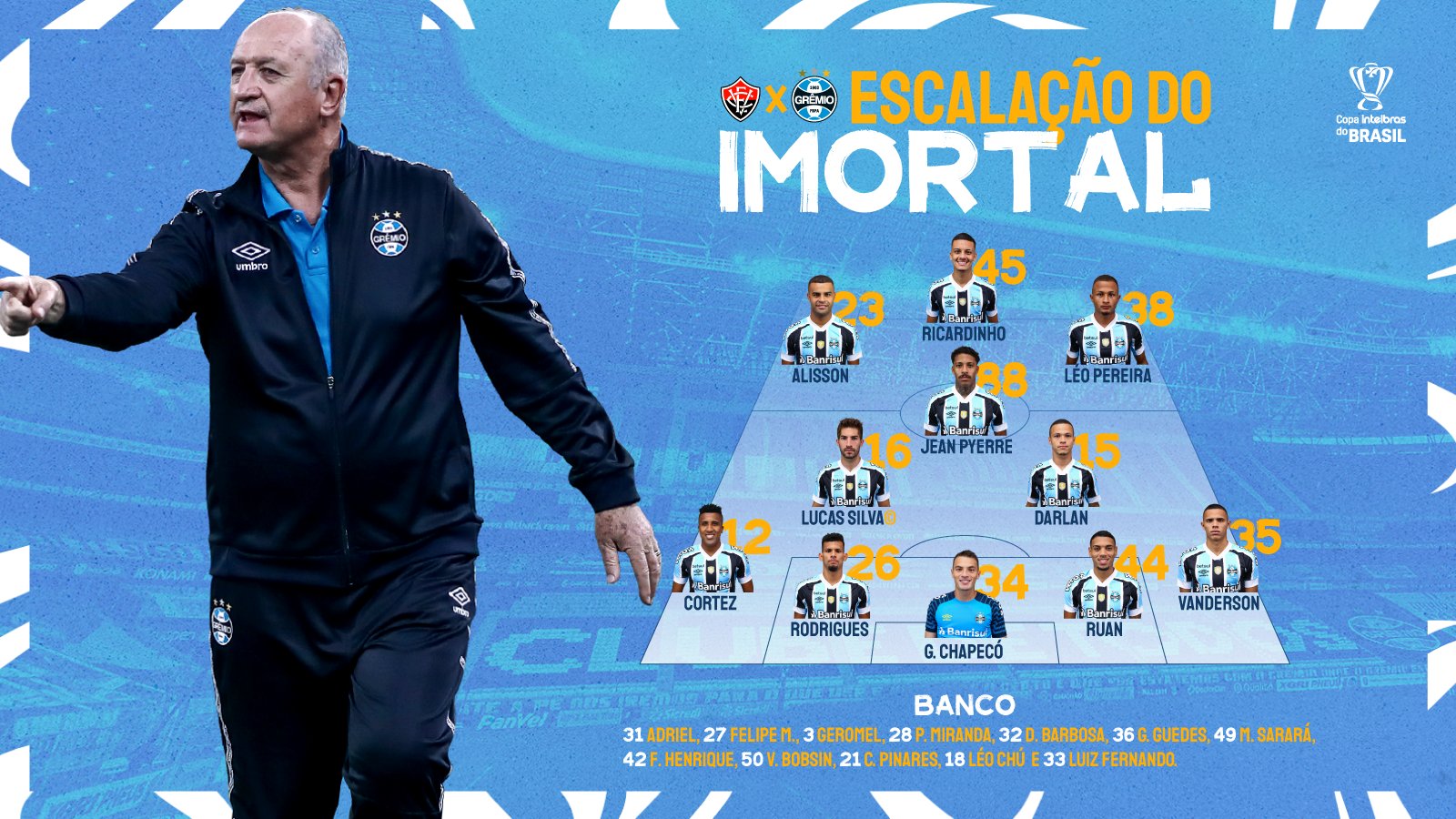 Grêmio FBPA - 📋ESCALAÇÃO DO TRICOLOR! 🇪🇪 #GEBxGRE