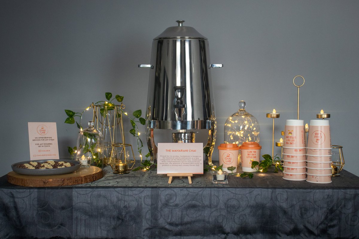 ChaiLabUK's tweet photo. Table-Top Setup

At Chai Lab, we look to cater for all types of events. Our Table-Top Setup is ideal for an event where space is limited but the tea is still presented in an elegant and decorative manner. 

You can use our Events Enquiry Form in our bio to find out more! https://t.co/1UYubiwFet