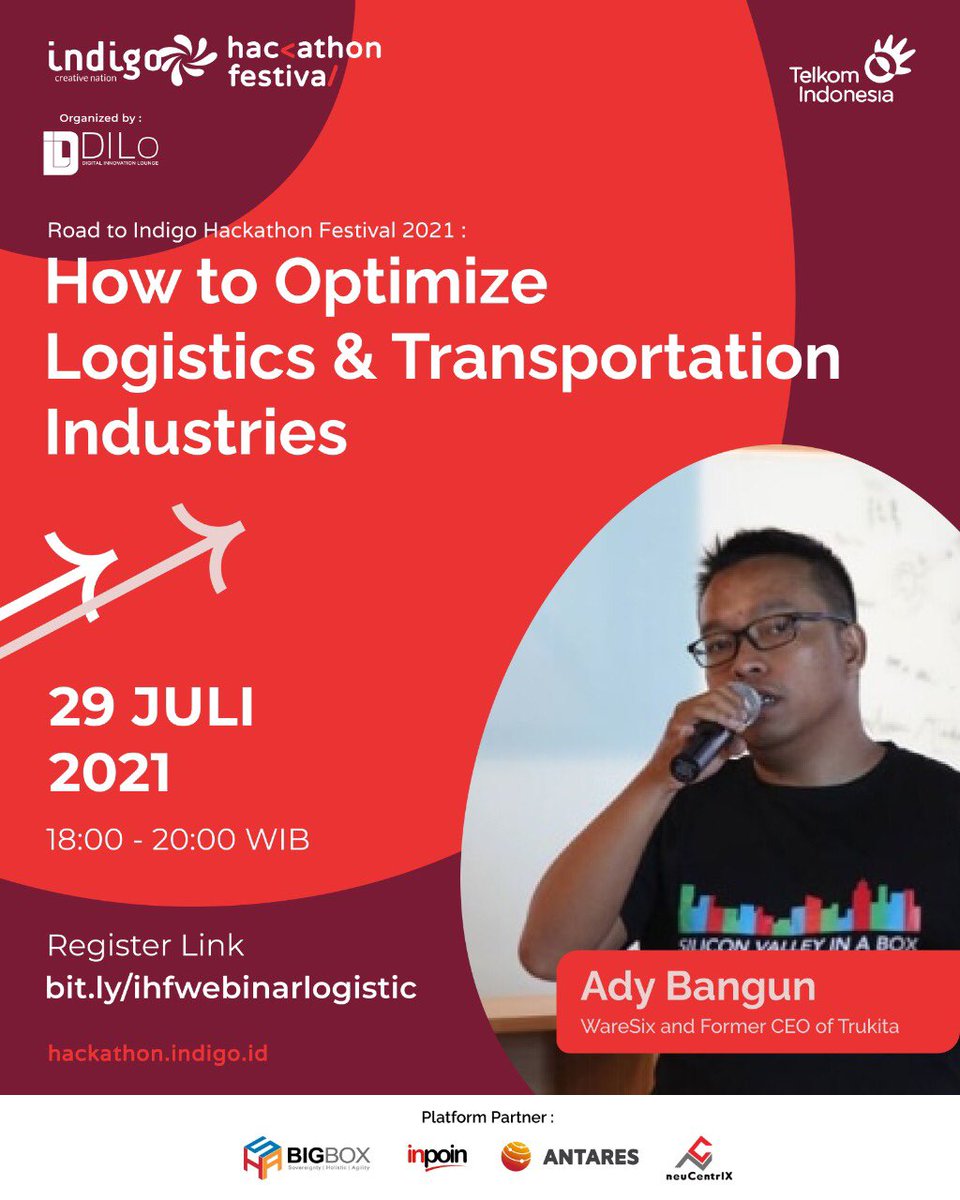 Hai calon founders! Mau tau peluang apa saja yang bisa digali dalam industri logistik, kesehatan, dan UMKM? Yuk kita dengarkan insight di setiap industri dengan para expert-nya! Siapa saja sih mereka? Ada
Kak Ady Bangun (<a href="/waresix/">waresix</a>.id Former CEO of Trukita) bit.ly/ihfwebinarlogi…