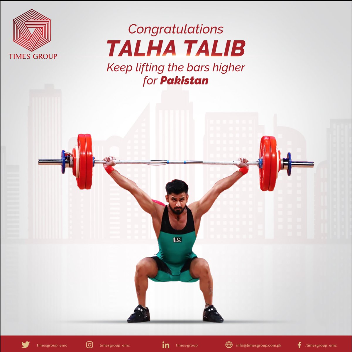 timesgroup_emc's tweet photo. We would like to congratulate Talha Talib the 21 year old lifter from Gujranwala for representing Pakistan at the Olympics- gold medal or not doesn’t matter, you’ve made our nation proud with your finest athlete qualities 💪
#TimesGroupPakistan #OlympicGames #TalhaTalib https://t.co/aoEGHXe7VV