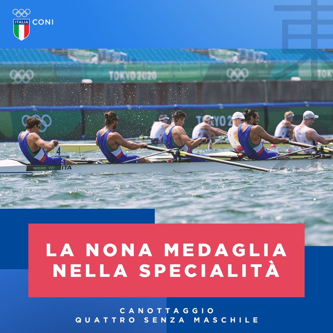 Una tradizione secolare. Da Amsterdam 1928 a #Tokyo2020 il quattro senza azzurro 🇮🇹 è salito per 9 volte sul podio olimpico! 🚣‍♂️✨

#ItaliaTeam #Rowing <a href="/canottaggio1888/">FederCanottaggio</a>