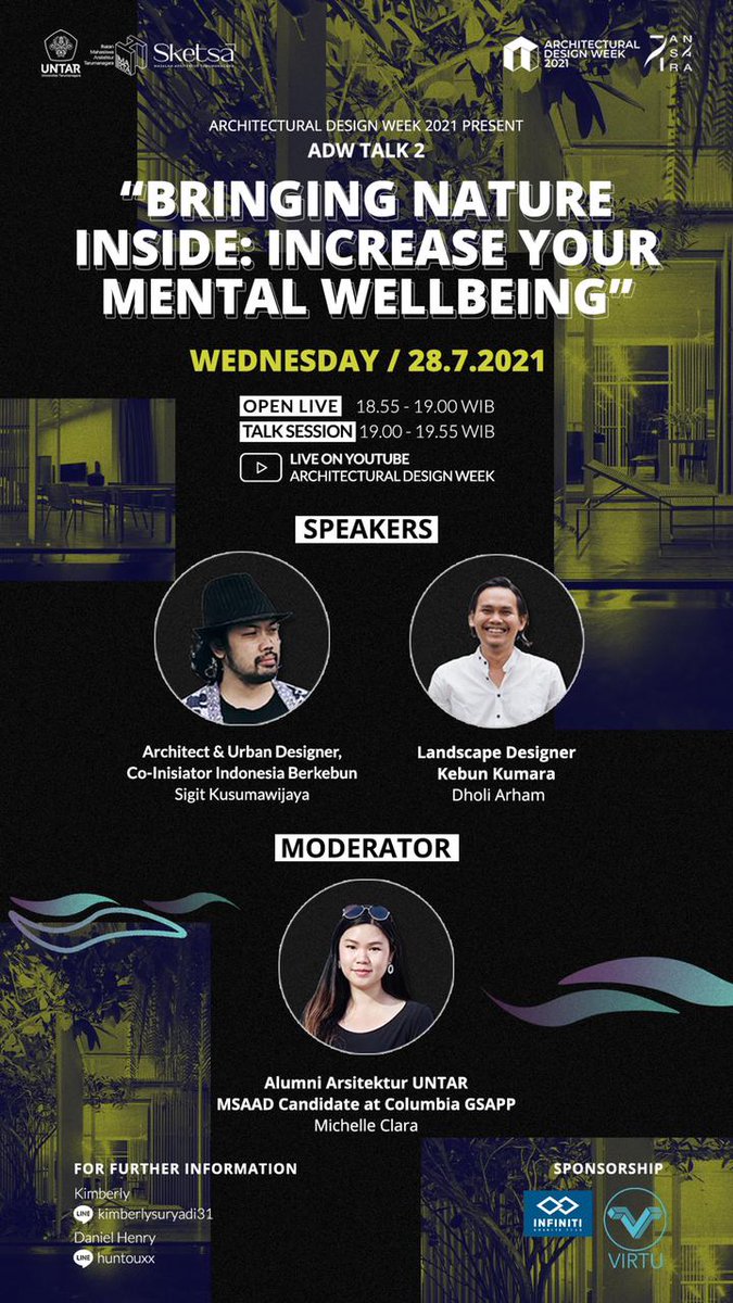 ARCHITECTURAL DESIGN WEEK 2021 presents

ADW TALK 2 - Bringing Nature Inside: Increase your Mental Wellbeing

Rabu, 28 Juli 2021
Waktu: 18.55 WIB
Platform: Youtube Live: 
Link:  youtu.be/hqefbkXuqSU