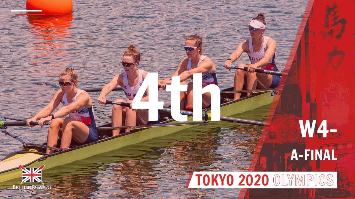 BritishRowing's tweet image. It's a tight contest between #TeamGB and the Irish crew in the final stages, with the British four just missing out on bronze to finish in4⃣th. @mckellarrowan @karenbennett89 @hattietaylor_ @RebeccaShorten 

#Tokyo2020 #rowing