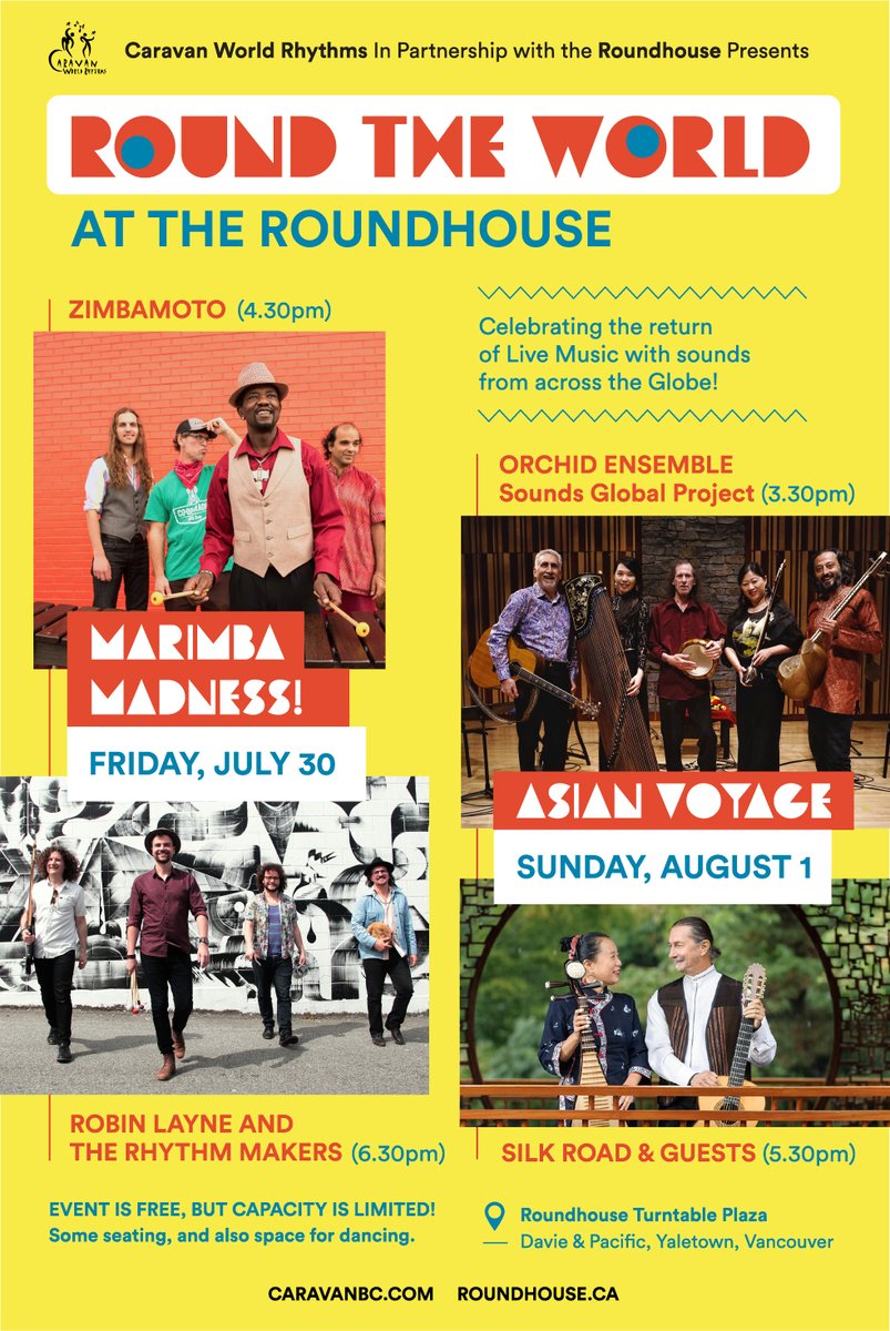 VanWorldMusic's tweet photo. We're back with #livemusic in partnership @roundhousecc Join us July 30th weekend for free outdoor #limitedcapacity #liveevents with #zimbamoto #robinlayne @OrchidEnsemble @modenby #silkroadmusic
#yvrmusic #vancitybuzz #vancitymusic #yvr #thingstodoinvancouver #worldmusicians https://t.co/aOWxvWnmpg