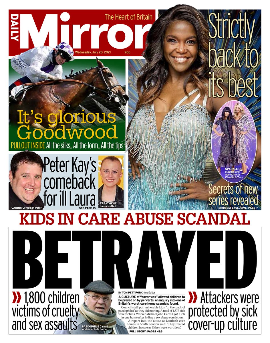 ukpapers's tweet photo. 🇬🇧 Betrayed

▫1,800 Children victims of cruelty and sex assaults
▫Attackers were protected by sick cover-up culture
▫@tpettifor▫https://t.co/DXHWWjTxPb 🇬🇧

#frontpagestoday #DailyMirror #UK 🗞 https://t.co/y2hfGIPYCw