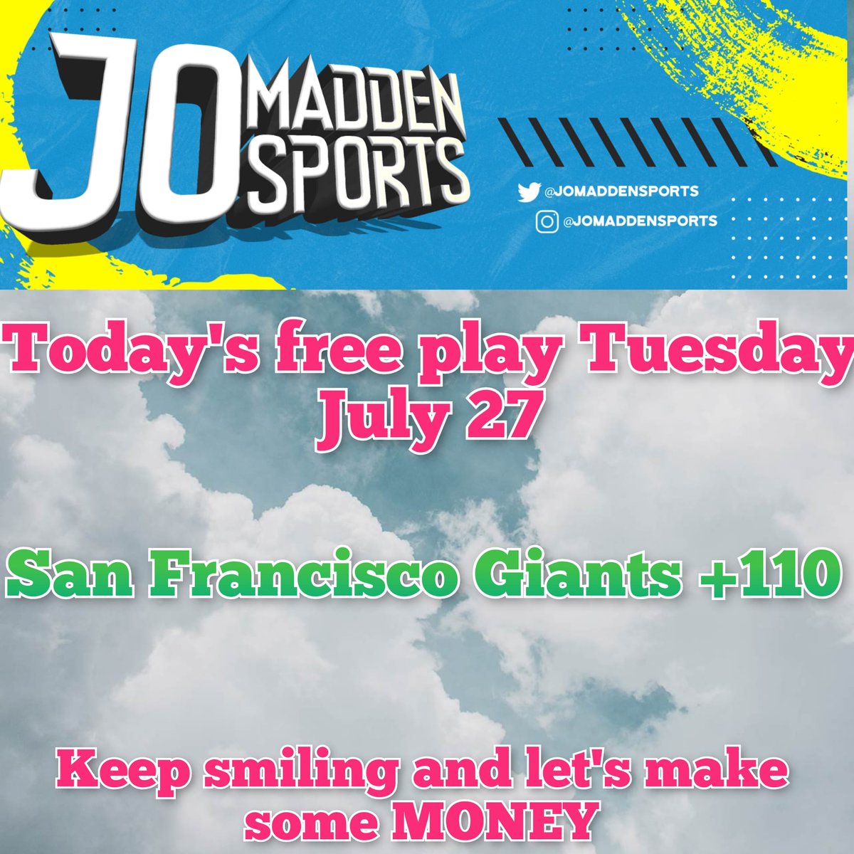 JoMaddenSports's tweet photo. Lets cash this. Good luck everyone.
#JoMaddenSports,#sportsbettingadvisor,#handicapperadvisor https://t.co/PGMvF6fFvn