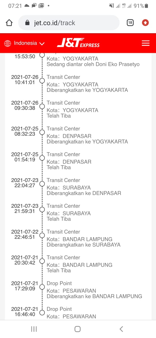 Beli ikan kirim pakai 
<a href="/jntexpressid/">J&T Express Indonesia</a> 6hr baru sampai. Pas sampai kondisi ikan ga sehat,sehari kemudian mati. Dr Lampung ke Jogja knp transit ke tmpt lbh jauh,ke SBY bahkan Bali?! Deskripsi barang jelas tertulis 'ikan hidup'. Cs wa &amp; dm instagram slow respon. KECEWA! <a href="/Jetlee_OPPO/">Jet Lee</a>