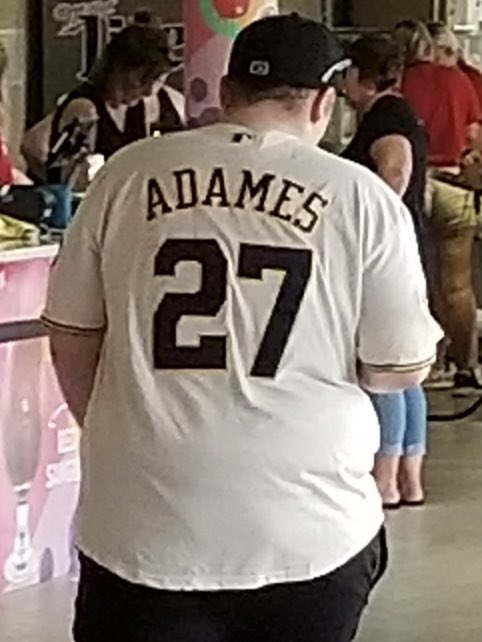 JerseyoftheGame's tweet photo. It won’t be the last, but it is the first Willy Adames @Brewers jersey seen at the park #tratnation #BrewCrew #jerseyofthegame https://t.co/79soNBdlyR