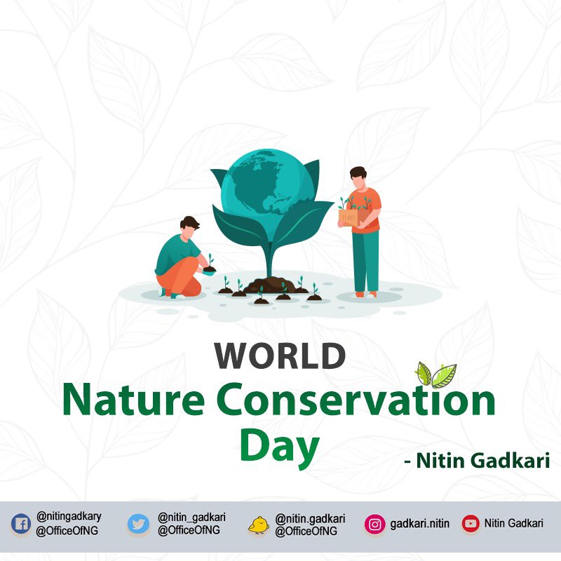 nitin_gadkari's tweet photo. This year on #WorldNatureConservationDay, let us pledge to conserve Forests. They are the foundation of sustaining People and Planet. https://t.co/U3Xqj5vO93