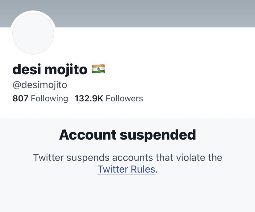 Good Morning!🤝

@desimojito , a repeat offender, an abuser, a troll with close to 133k followers, finally suspended by @Twitter 

This was long overdue @TwitterSafety. Thank you for your action. Now this should be a permanent suspension and his account should not be reinstated.