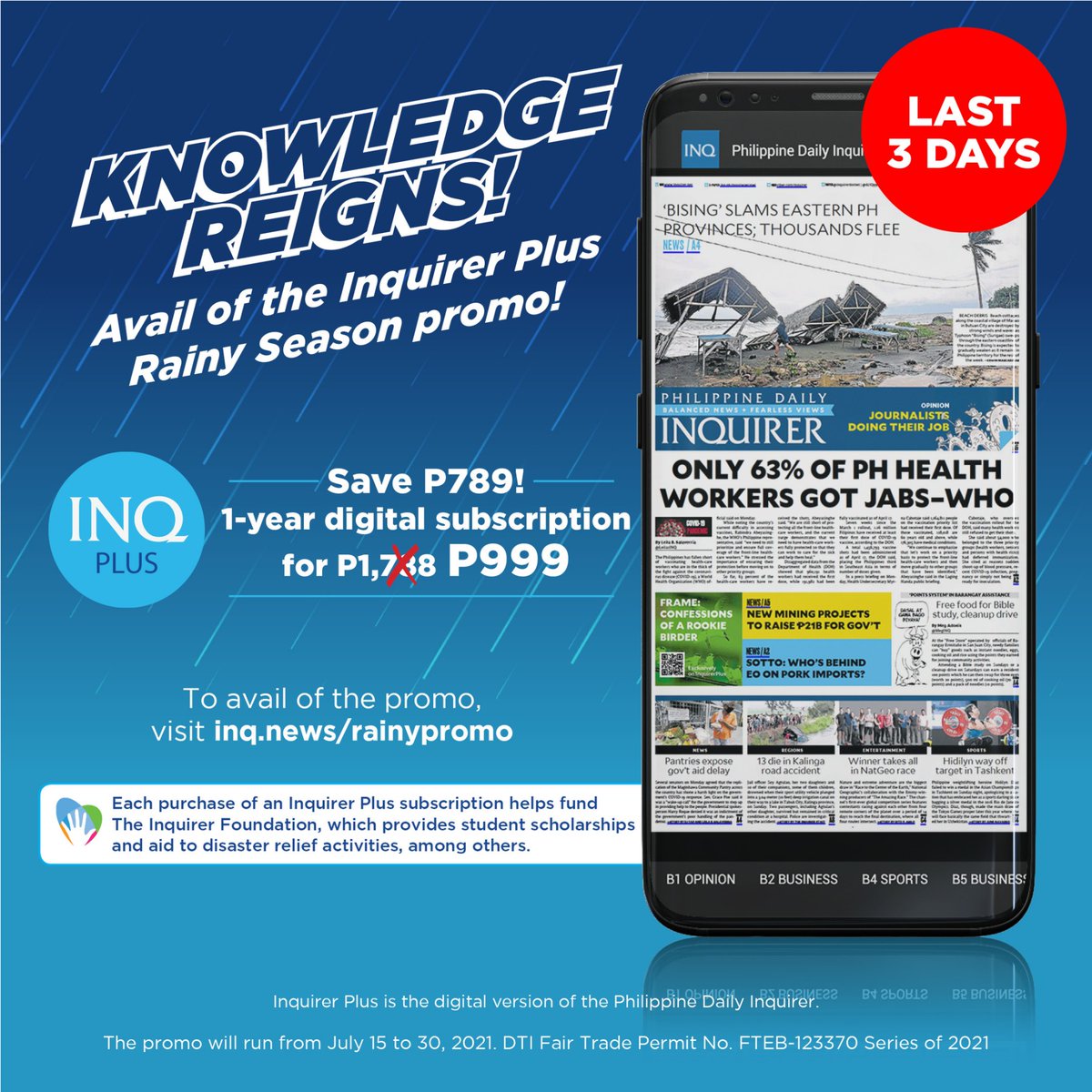 inquirerdotnet's tweet photo. A discount downpour is heading your way if you avail of this offer today! ☔ UNTIL JULY 30 ONLY.

Go to https://t.co/YRQtO0cluF

#InquirerPlus
#rainyseasonpromo
#digitalsubscriptions
#InquirerFoundation https://t.co/CaR4jjC3jt