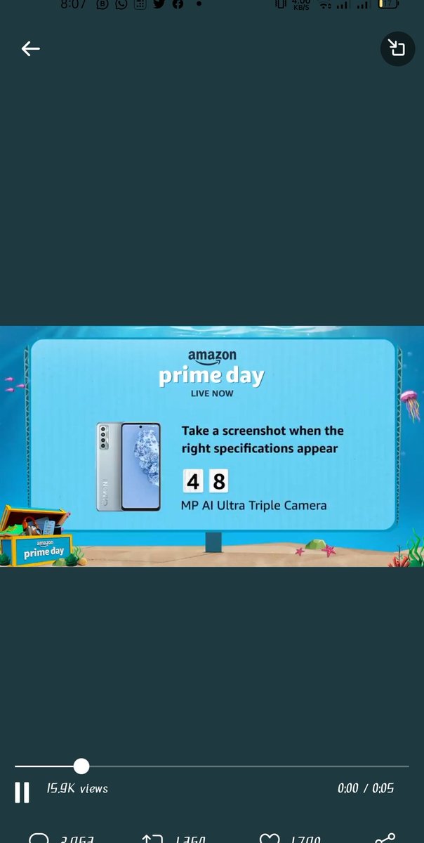 anuravinambiar's tweet photo. @amazonIN @amazonIN This is my try with screenshot.
Hoping to get a new phone superb phone. 😍🤞
#AmazonPrimeDayTecnoCamon17 #SmartphonesOnAmazonPrimeDay https://t.co/2NCvwmXZ7e