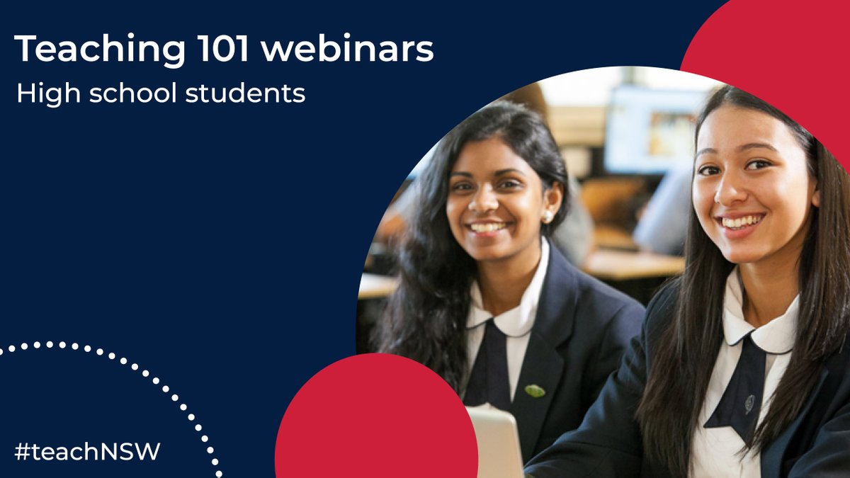 teachNSW's tweet photo. Are you interested in learning about scholarship programs for current Year 12 students considering a career as a teacher with the NSW Department of Education? Register for the Teaching 101 - High School student webinar at: https://t.co/ee85atYBzs.

#teachnsw #teaching101 https://t.co/cfKhsTueu5