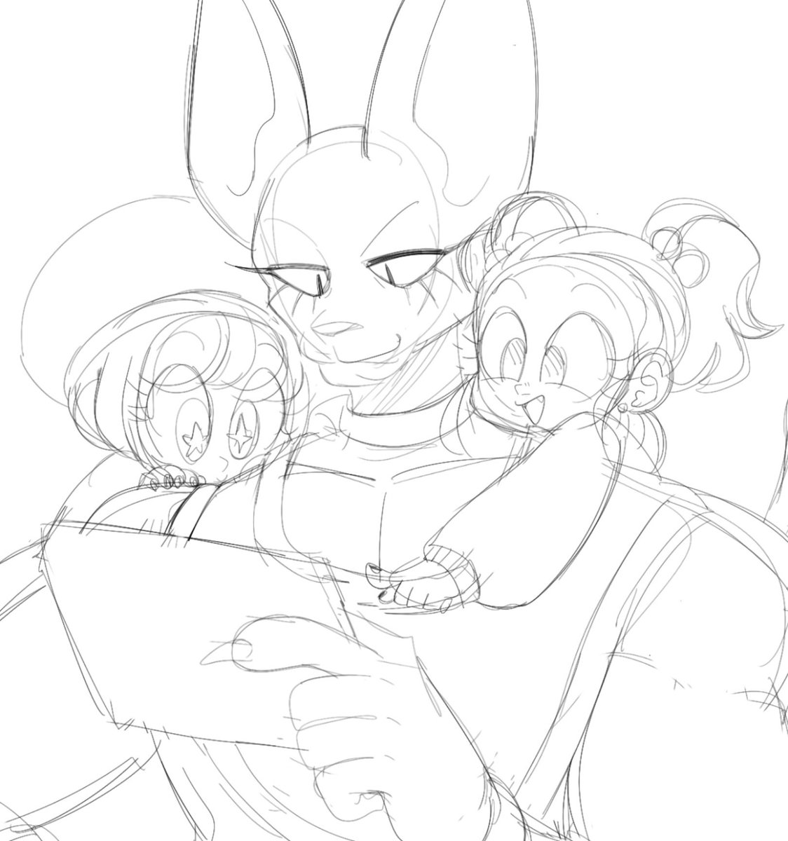 Wips of Pan and Bra with their uncle Piccolo and Beerus 