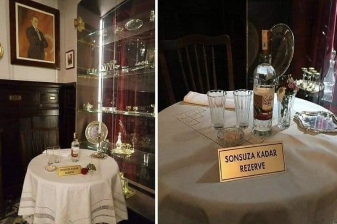 Beyoğlu’nda Bir Rus Lokantası’nda #Atatürk’ün oturduğu masa kimseye verilmiyor ve üzerinde 
SONSUZA KADAR REZERVE yazıyor. 
Günaydın, mutlu sabahlar 🌥☕️