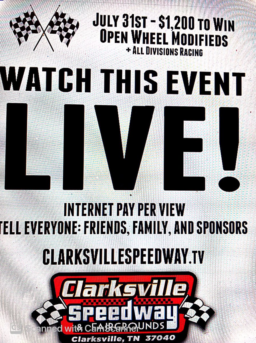 Watch all the laps live this weekend on Saturday July 31 at ClarksvilleSpeedway.tv#