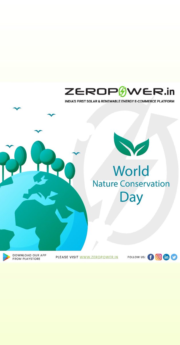 ZeroPower13's tweet photo. Let us take a day out of our lives to think about our only home, our planet Earth and focus on ways to improve it. Have a Happy World Nature Conservation Day!
Go green with https://t.co/rMTdQ3ZJT0
#zeropower #zero #power #GoGreen2021 #GoGreenindia #GoGreenStayClean #india https://t.co/33ElZTzanL