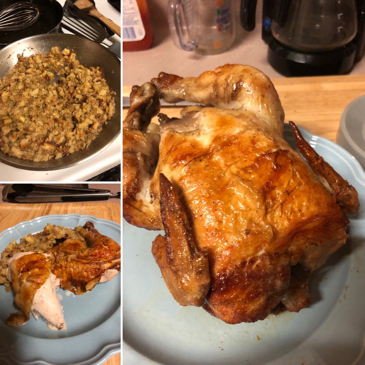 srhectora's tweet photo. Almost perfect🙃, next time I’ll brine it! @Riflemanscreed2 #cajunasian, #holleyscajunasiantable #homecookeddinner, #chickendinner, #chickenandstuffing https://t.co/Dma6WHb58o