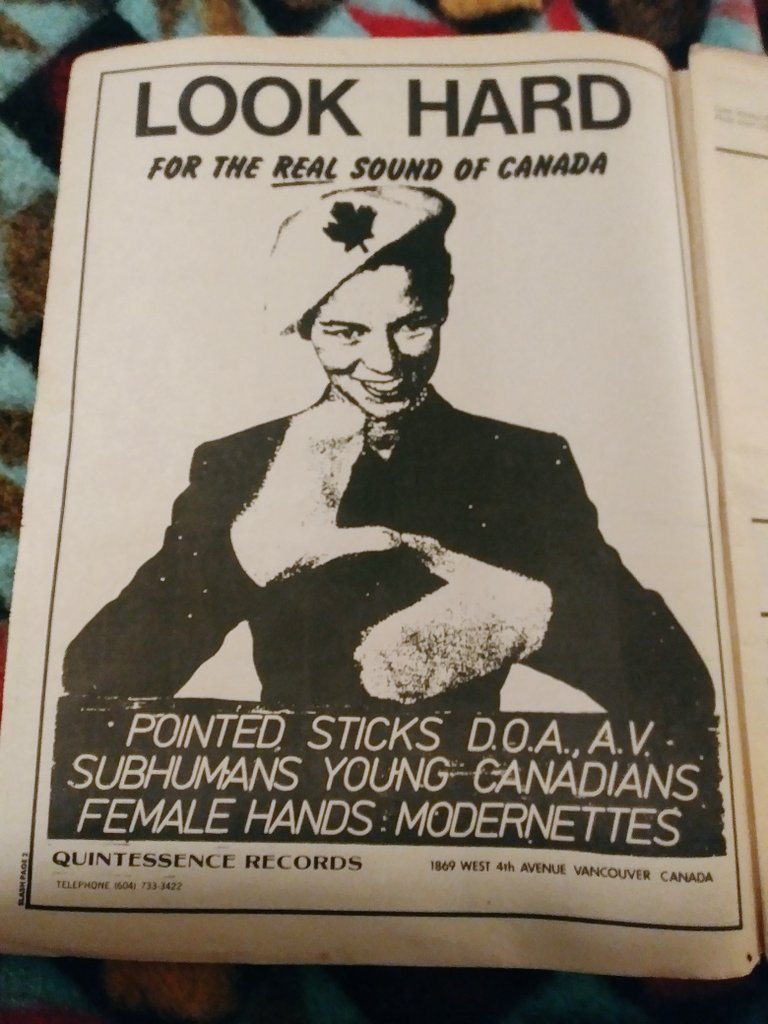 CoolOldSwag's tweet photo. One advert, five of the best Canadian bands ever. Inside front cover Slash Magazine 1979. @JoeKeithley 
@ArtBergmann #DOA #subhumans
#pointedsticks #youngcanadians
#modernettes #punk #hardcore
@OldSchoolPunkLA
SUBHUMANS LIVE 1979
https://t.co/HuKIXwUvxe https://t.co/2pPgowTMtr