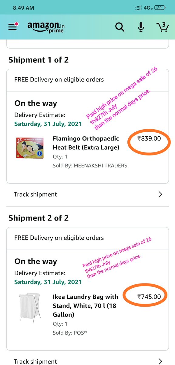 Shiv_P_Trivedi's tweet image. @amazonIN is cheating* with all of us. Look at pics. Price of 2 product b4 &amp;amp; after @primedaysale.
Even customecare is asking to return the product but they won't refund the money charged extra.
This is open loot.
#AmazonPrimeDay #amazoncheater
#ecommerce 
@AmazonHelp