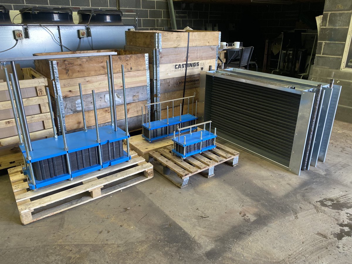 Some small heat exchangers manufactured by saphex. Few final touches then packaged ready for dispatch.