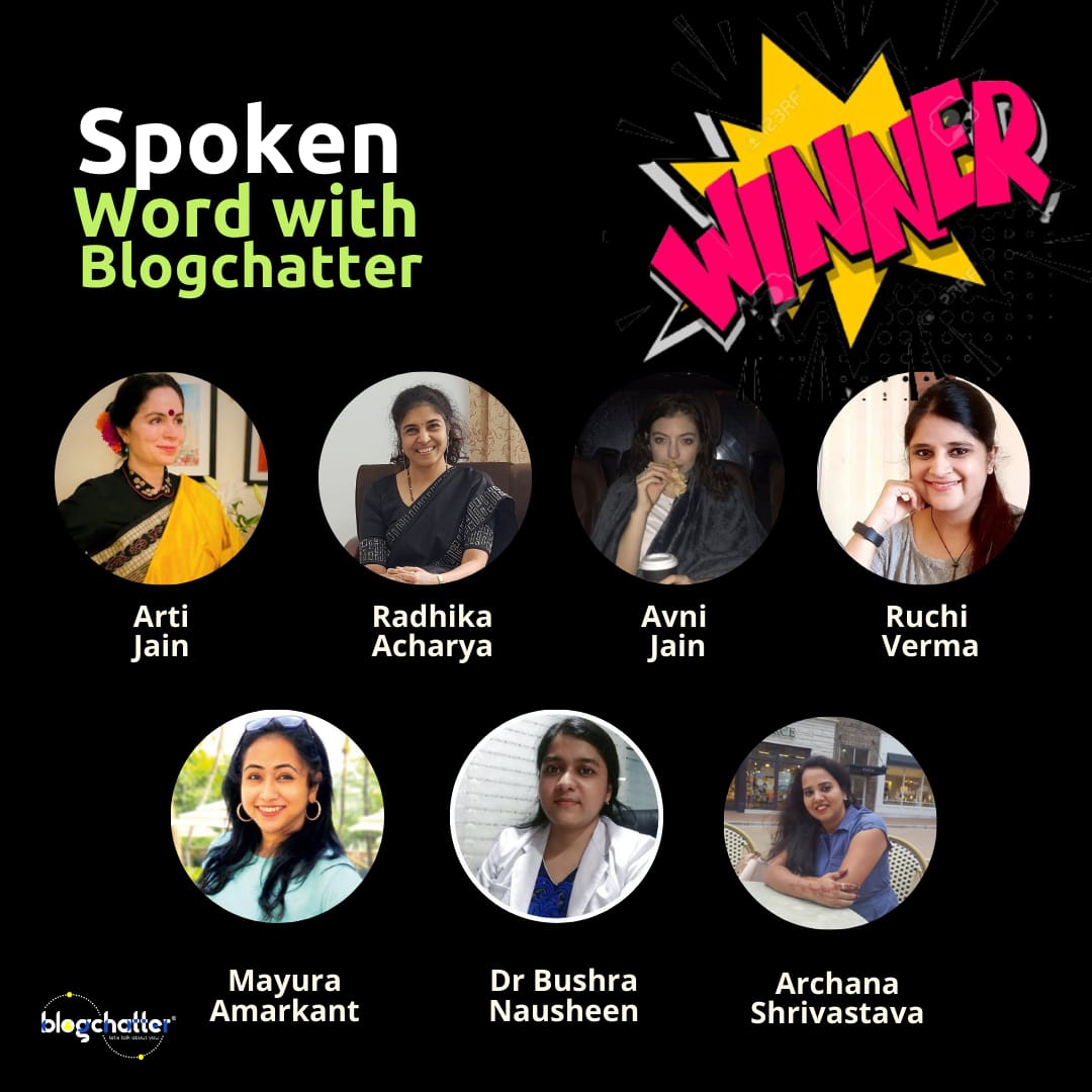 blogchatter's tweet photo. The grand finale of #LightsCameraChatter is here and the winners featuring in Spoken Word with Blogchatter are:
Arti @artijain28
Archana @itsarchanaS
Avni @avnizip
Bushra @drbushra_aatw
Mayura @MayuraAmarkant
Radhika @Radhii123
Ruchi @wigglingpen
Congratulations all! https://t.co/5rLdkskoTg
