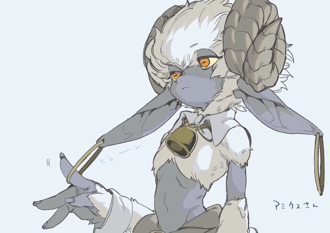 GOWSHI(@GOWSHI_0122 )さんとこのアミウスさん描かせてもろた〜キャワなんだ…。お腹と服がよいんだ…。巻角も可愛いし横瞳孔も可愛いし可愛い…。 