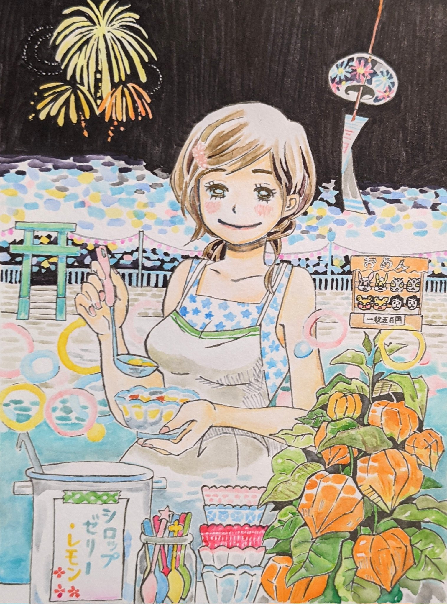 ハイカラ イラスト投稿 夏らしいイラストが描きたくて 12巻表紙を模写 Aしました 羽海野先生のイラストは 食べ物が美味しそうで 色味も可愛くて好きだなあ 3月のライオン 羽海野チカ 先生 T Co Nf2we75t9j Twitter