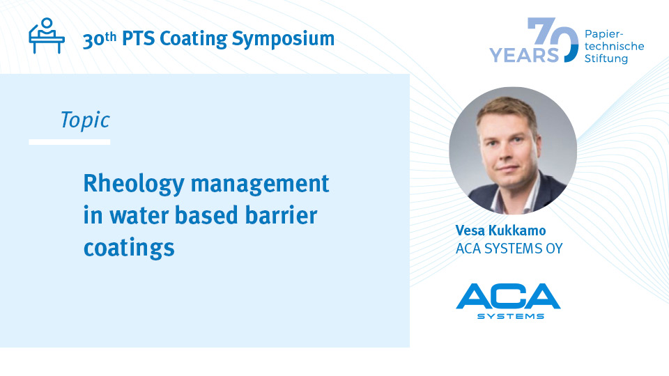 ptspaper's tweet photo. Vesa Kukkamo from @AcaSystems will be part of the 30th #PTS Coating Symposium 2021🗣️👍
↪️ Topic: "Rheology management in water based barrier coatings". 💡
🌐 Explore &amp; Register: https://t.co/DKjX4BEAPW
📆 07.-08. September 2021
#paper #science #quality #sustainable https://t.co/l7z4DAsc4U