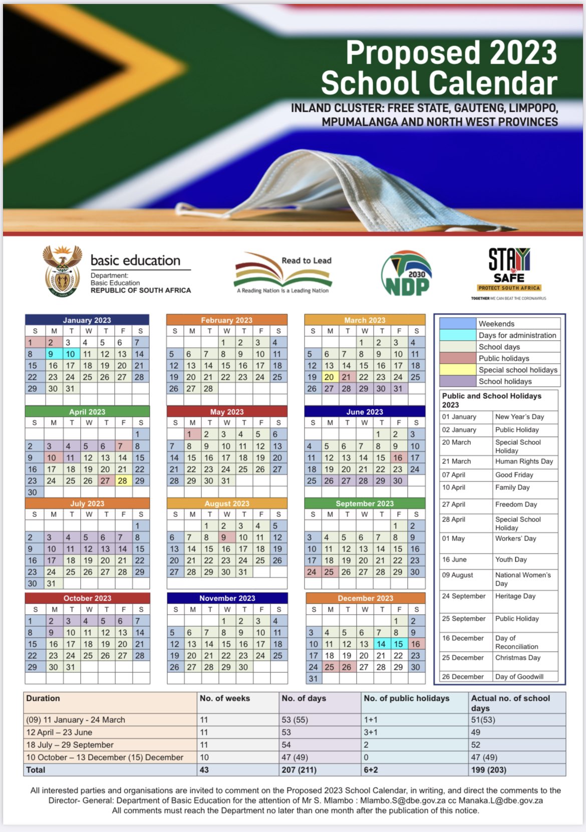 Dep Basic Education Your Say Is Important Comment On The Proposed 23 School Calendar Details Are On The Calendars Below Elijahmhlanga Hubertmweli Dbetvnews T Co Ddw50voh8h Twitter