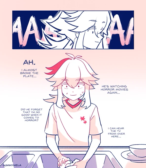 modern kzsc au but kazuha is not immune to jumpscares and horror #kazuscara 