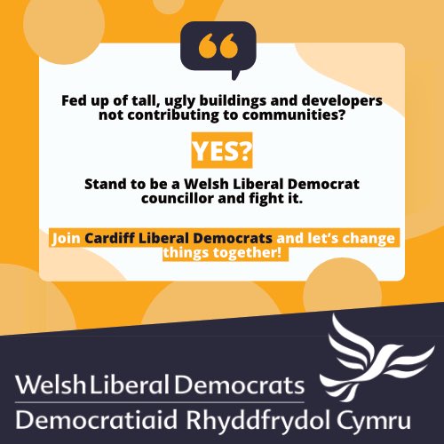 cardifflibdems's tweet image. Are you tired of the developers threatening to demolish some of Cardiff’s beloved buildings and venues? 

Then join the Welsh Liberal Democrats and stand to be a councillor so you can join the fight against it! cardiffld.org.uk

#Cardiff #CardiffCommunity #WelshLibDems
