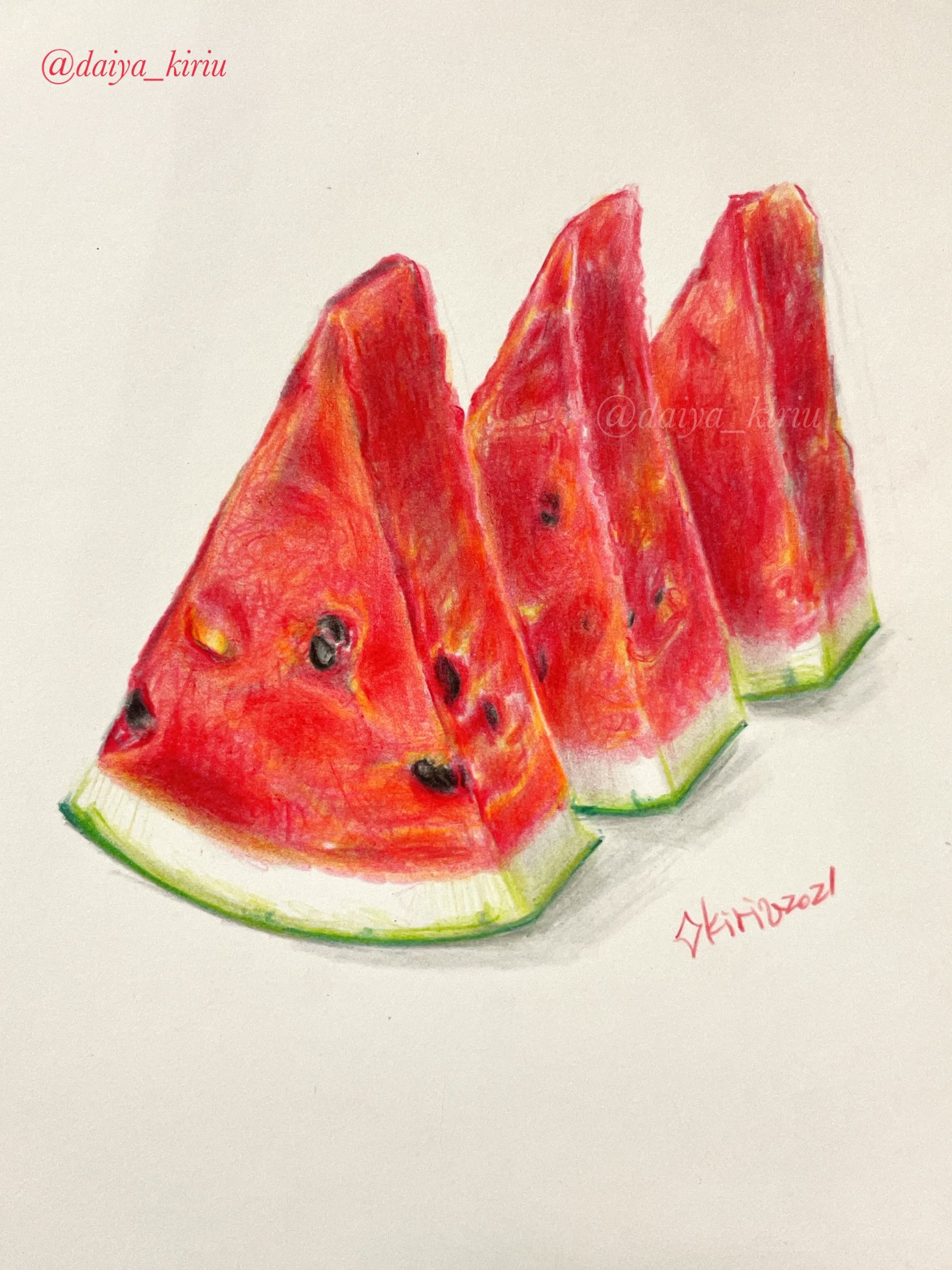 霧生橙矢 スイカが実る様子 色鉛筆 イラスト 絵 手描き アナログ絵 アナログ絵描きさんと繋がりたい 絵描きさんと繋がりたい お絵描き すいか T Co Ahkg9c12rv Twitter