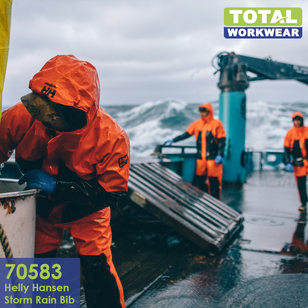 Total Workwear on X: 2/3 The 70583 Helly Hansen Storm Rain Bib is featured  in this image, and really sets the standard for waterproof fishing gear.  There is also a jacket to