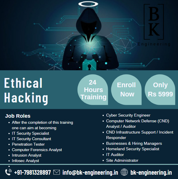 bkengineeringin's tweet photo. Wish to Become a Hacker(an ethical one)?
here are the course syllabus, Job roles, Salary details.
For more info
call 7981328897
Email  info@bk-engineering.in

#ethicalhacking #hacking #cybersecurity #hacker #hackers #linux #ethicalhacker #programming #pentesting #bkengineering https://t.co/7F0PgUVRnu