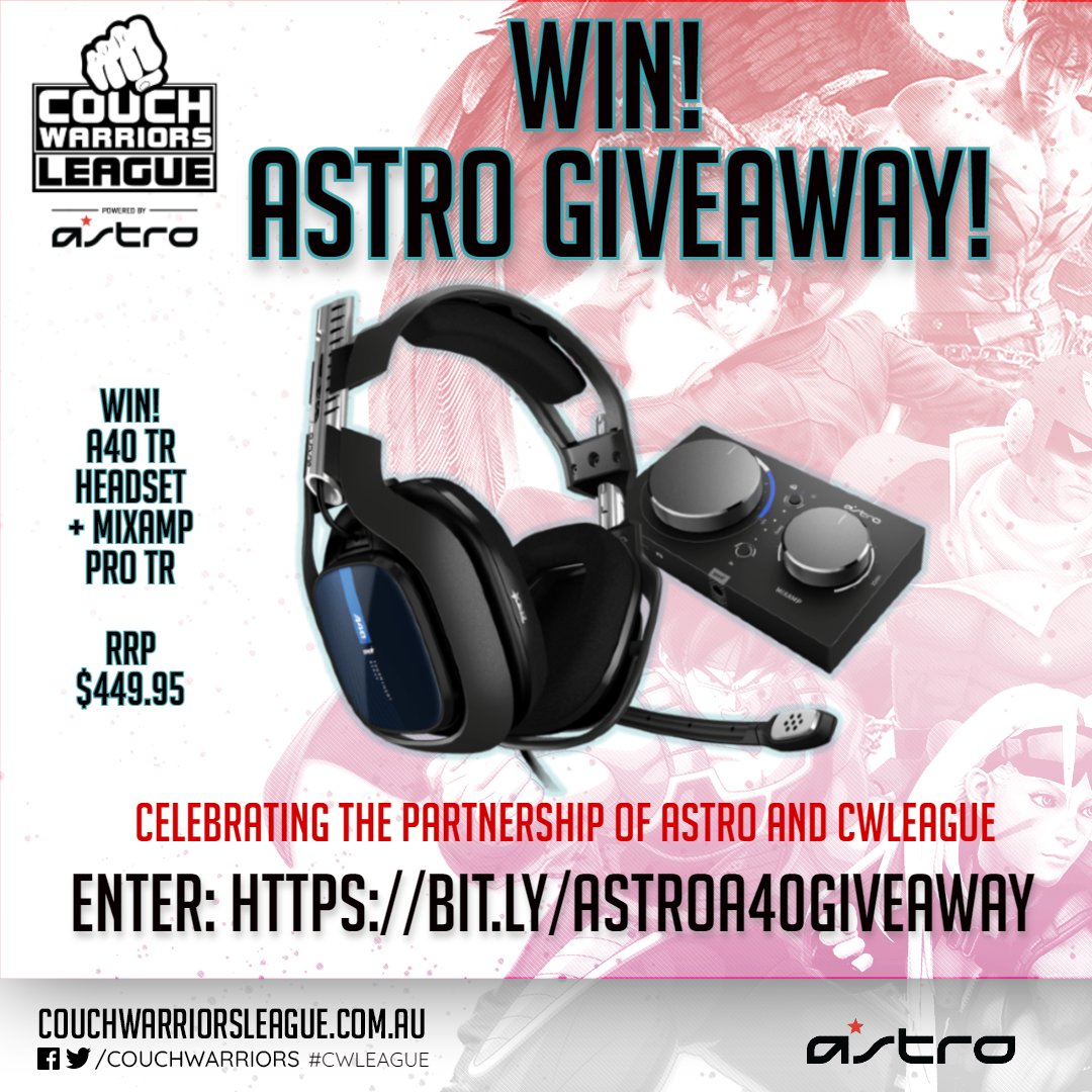 CouchWarriors's tweet photo. 🔥HUGE GIVEAWAY!🔥
To celebrate ASTRO month launching the partnership of @ASTROTR &amp; CouchWarriors League, we're giving away the amazing @ASTROGaming A40 TR and Mixamp Pro TR, valued at $449.95 RRP! 
🎁ENTER HERE:  https://t.co/CE3eRT6Svn
#CWLeague #ASTROFamily https://t.co/bdGWGxbs34
