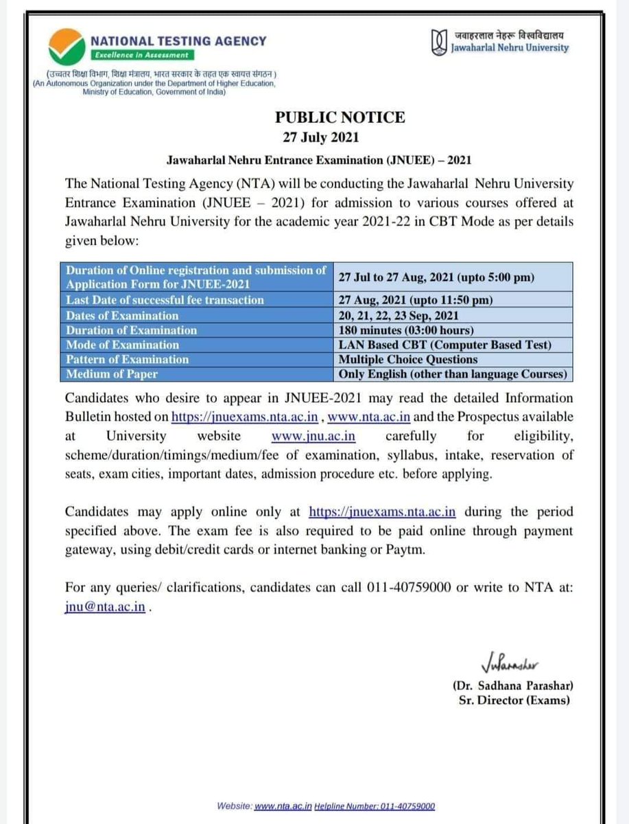 DarilinTang's tweet photo. Information for the Students
JNU 2021 admission form frm July 27. The last date to fill the form of admission 2021 is Aug 27 (5pm). Admissions for undergraduate and postgraduate courses.
@SangmaConrad
@ShyllaKyrmen @A_L_Hek @Cheesa @CMO_Meghalaya https://t.co/mKOrFqZpLI