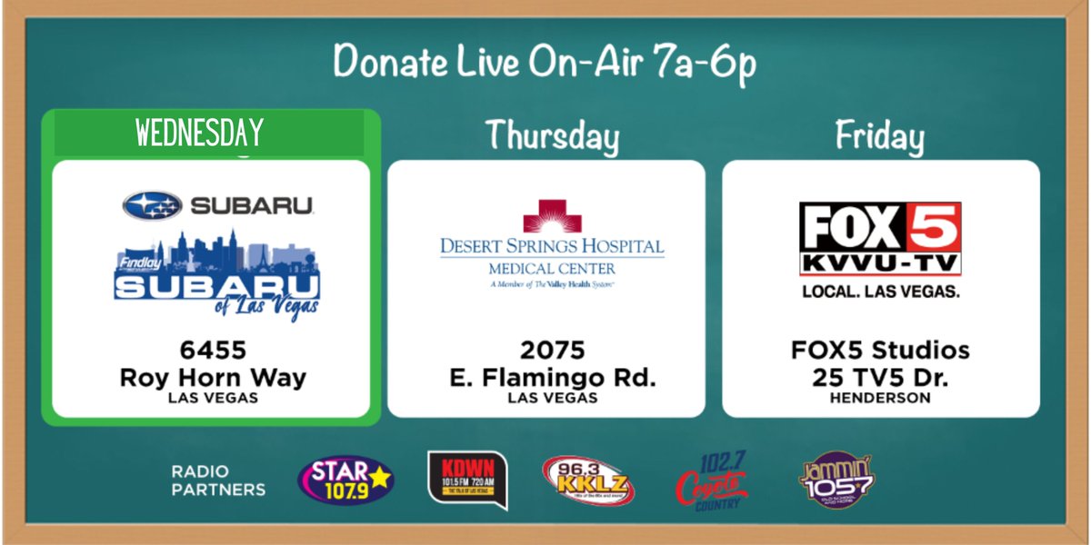 tedpretty's tweet photo. I'll be live at @subaruofvegas tomorrow afternoon for the first day of our S.O.S. (Supply Our Students) School Supply Drive. The drive continues Thursday &amp; Friday. A list of needed items is shown below. See you there! @FOX5Vegas #take5tocare https://t.co/0C2TzugfLY