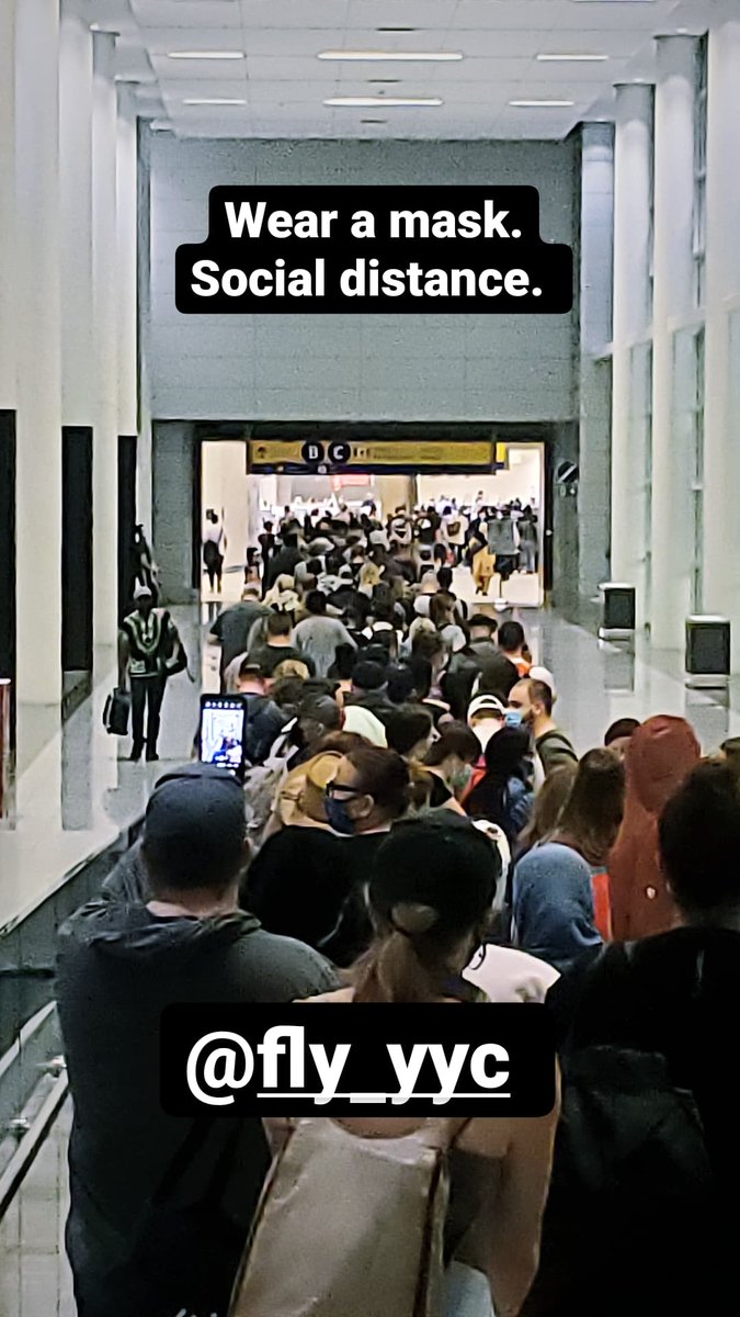 CurtisComeau's tweet photo. @FlyYYC 

Care to explain why 5000 people were forced to leave and are now in line for 4hrs? https://t.co/6oCaEbL8sV