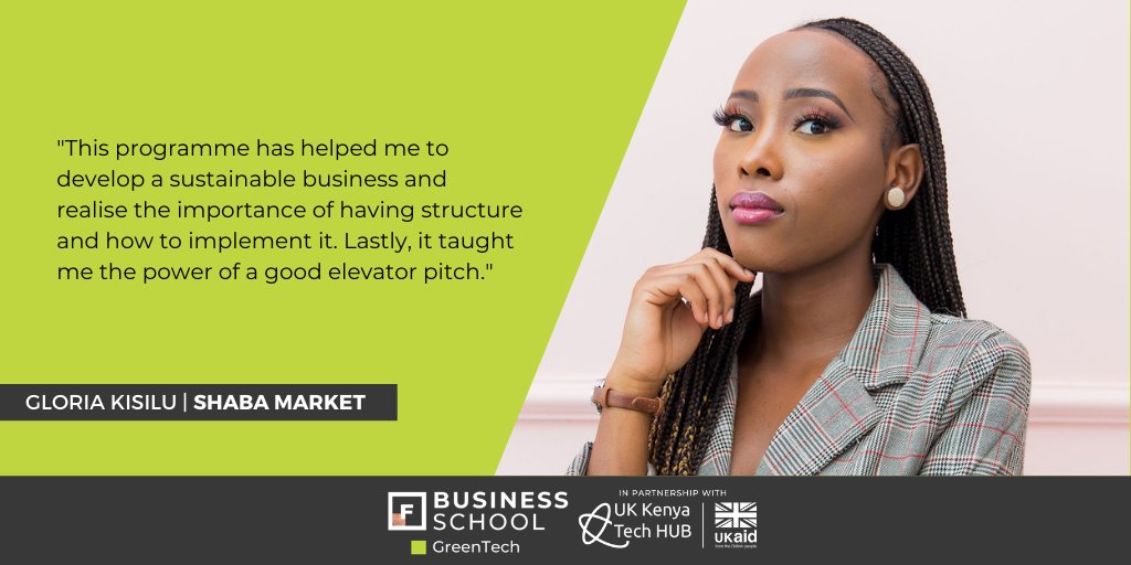 UK_KenyaTechHub's tweet photo. For @Gloria_Kisilu, a member of our @future_females Business School #GreenTech partner programme and founder of Shaba Market, learning how to pitch for investments was one of her top highlights. Congratulations on your graduation!

#ukketechhub #ustawikenya #dcmstechhub #ffbs https://t.co/neVaUmHR4B