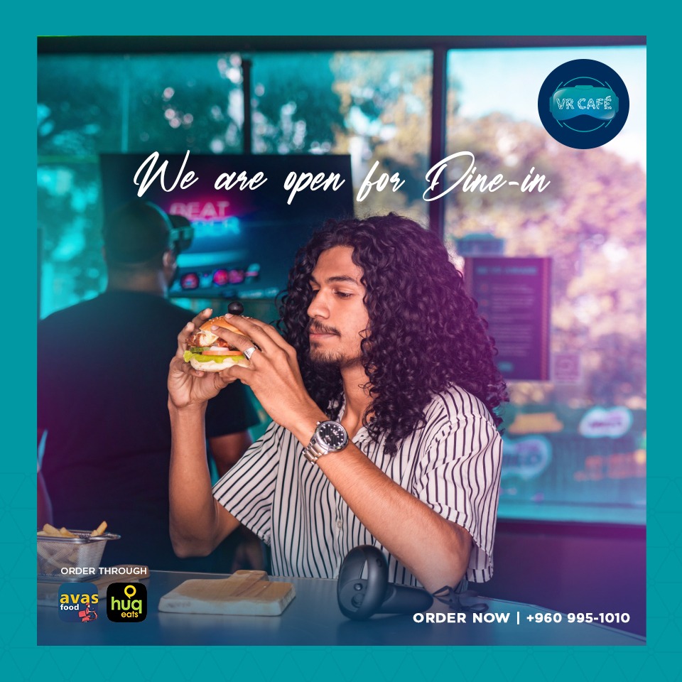 Grab your Favorite food at the Vr cafe' 
WE are OPEN for dine in now! 
#Wininganddining.
#vrcafemv
