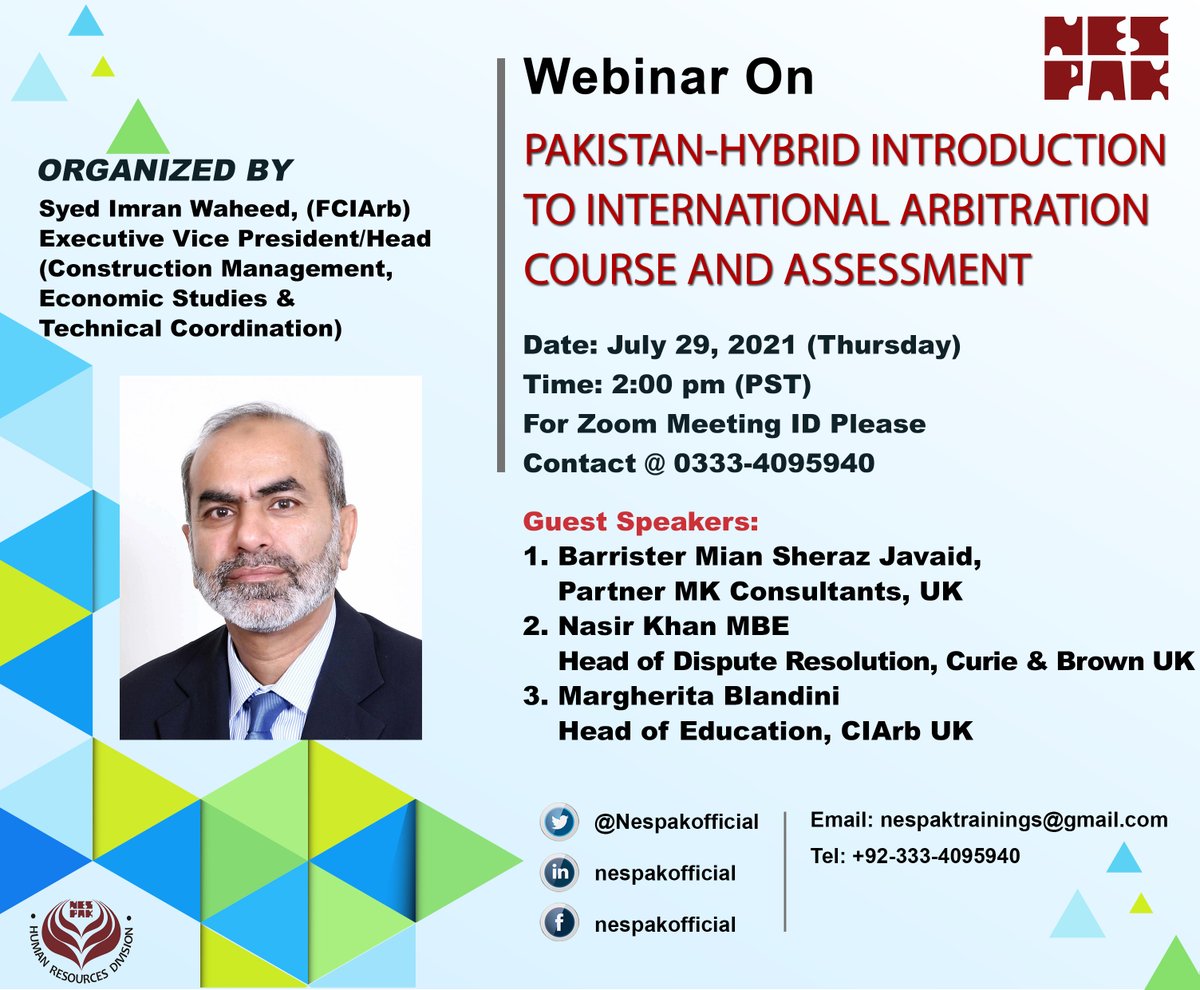 For zoom link and Zoom Id please Email @ nespaktrainings@gmail.com or WhatsApp @ 0333-4095940