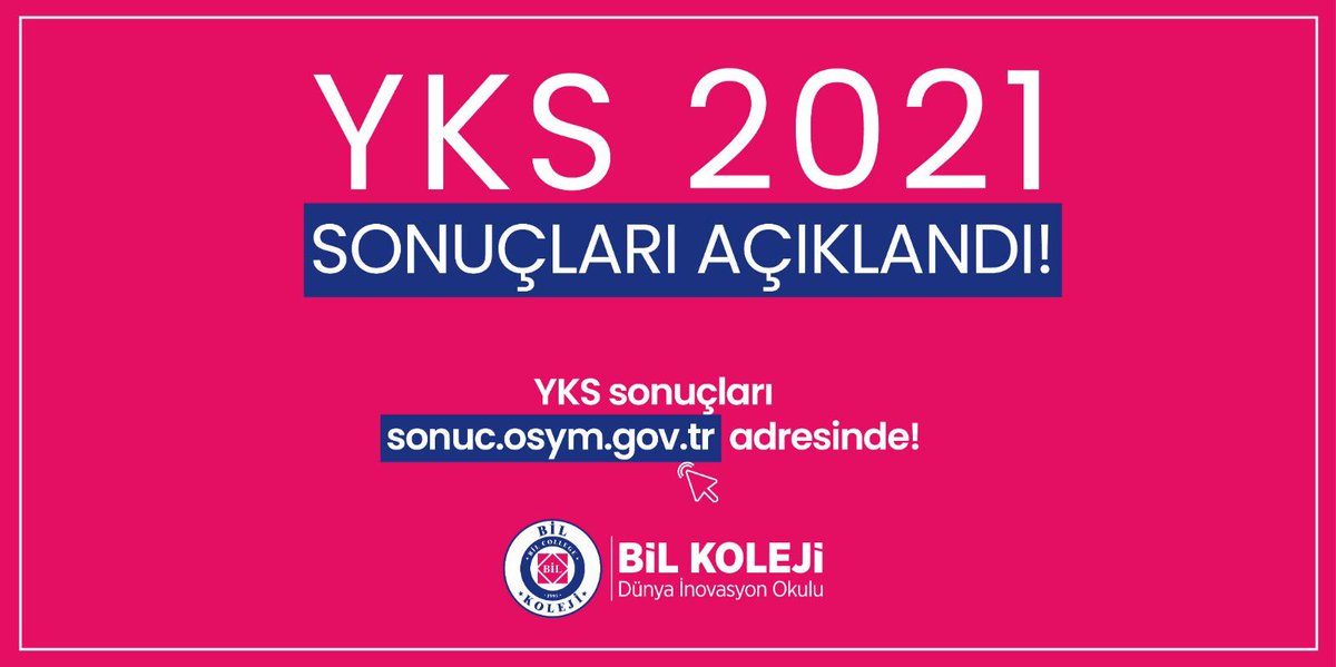 bilkolejleri's tweet photo. YKS 2021 Sonuçları Açıklandı.

Sonuçlara https://t.co/ATj8Uky5Rl adresinden ulaşabilirsiniz.

#yks2021 #başarıbirkültürdür #bildegüçlüyüz https://t.co/LEedASxAgN